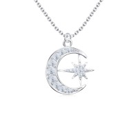 Lovely Moon Star Silver Necklaces SPE-4238